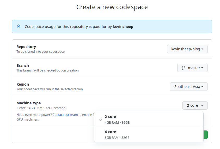 New Codespace